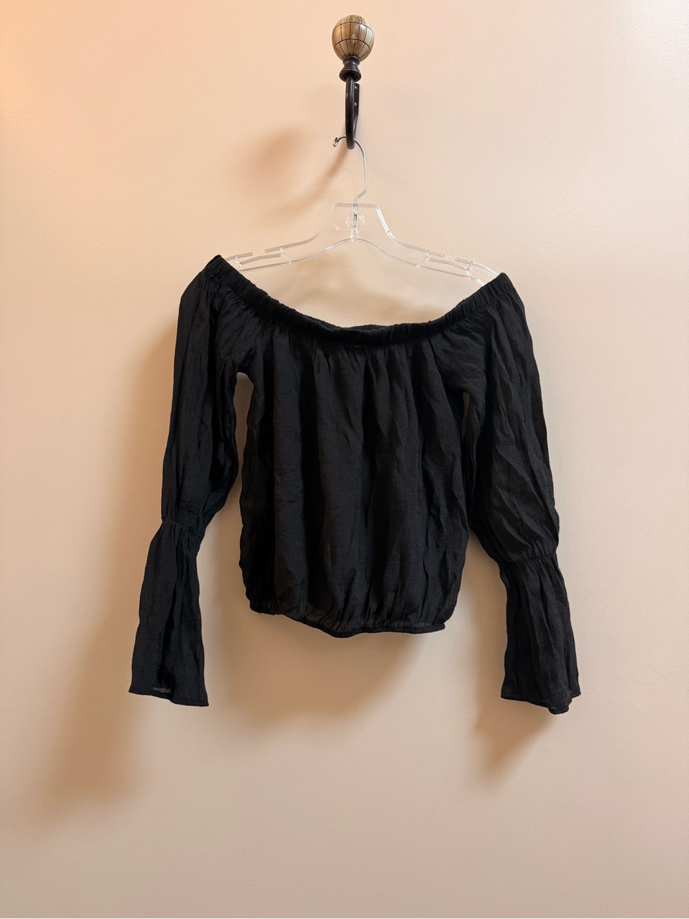 For Sienna Black Off-Shoulder Boho Blouse
